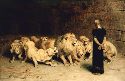 DANIEL ÉPARGNÉ PAR LES LIONS Riviere briton (1872)