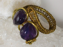 Amethyst and Brass Woven Ring