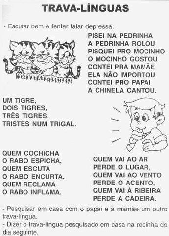 Rosearts- Atividades para imprimir: Trava línguas