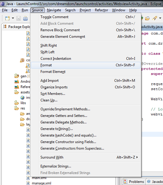 Android Dom Formatting Android Layout XML in Eclipse