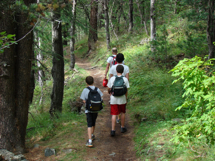 Walking along the trail