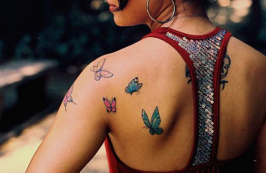 butterfly and flower tattoos