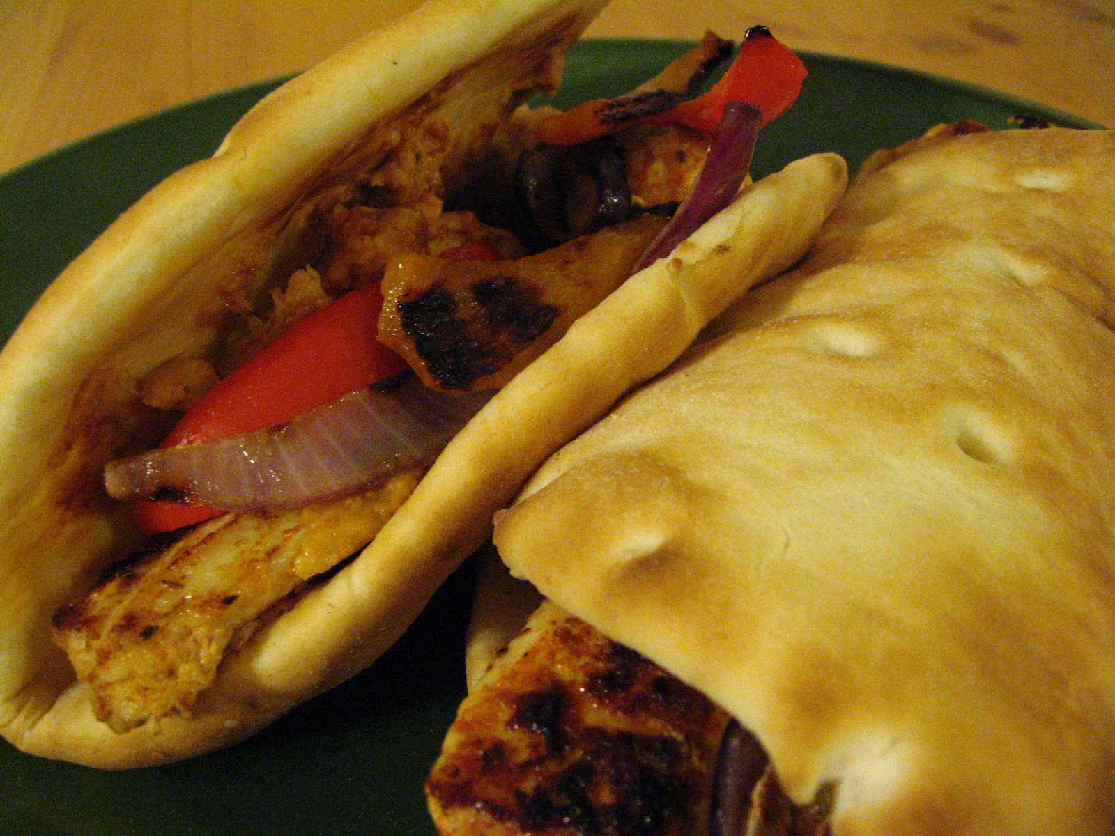 Israeli Spice Chicken Pita with Sun Dried Tomato Hummus