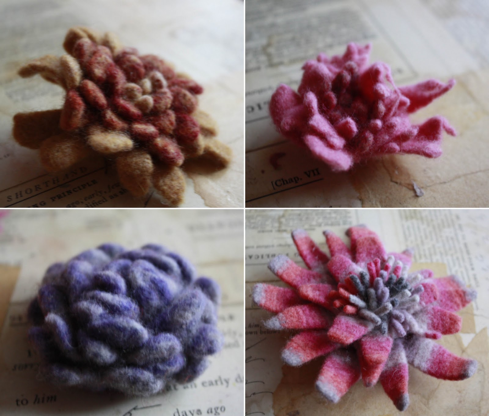 Felt Flower Brooch, 100% Natural Wool