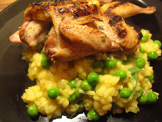 Quail with Saffron Risotto @ what's for dinner?