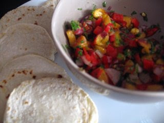 Peach Salsa with Homemade Corn Tortillas by Ng @ Whats for Dinner?