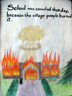 brinnande skola