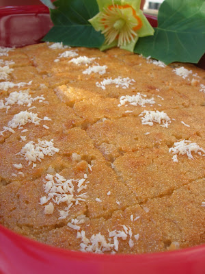 My one guess is that sometimes instead of shredded coconut Damascus Dessert (Şam Tatlısı)