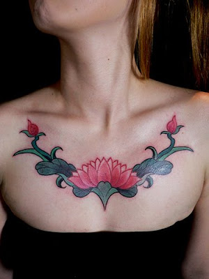 Flower tattoos on breast body
