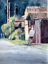 Aquarelle sur les cabanes