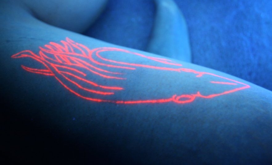 Nice Squid Blacklight Tattoo. I wonder what it looks like without the Nice Squid Blacklight Tattoo. I wonder what it looks like without the