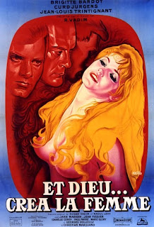Brigitte Bardot, affiche de Et Dieu créa la femme, 1956, de Vadim - BB, La femme et le pantin, Le Mépris, par Vadim, Viva Maria, Le repos du guerrier, Gainsbourg : Bonnie and Clyde - Gainsbourg, une vie héroïque, Bardot jouée par Claudia Schiffer - Blog with a View - Thierry Follain