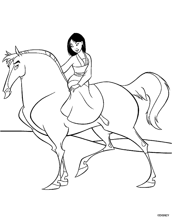 Princesas Disney: Dibujos para colorear de "Mulan"