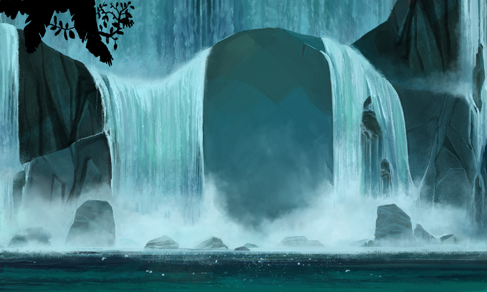 Painting background for a animation pitch. We included 3-d characters ...