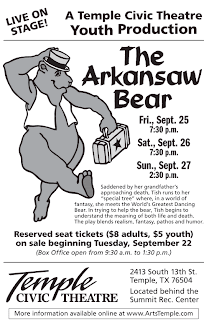 Temple Civic Theatre flyer for 'The Arkansaw Bear'