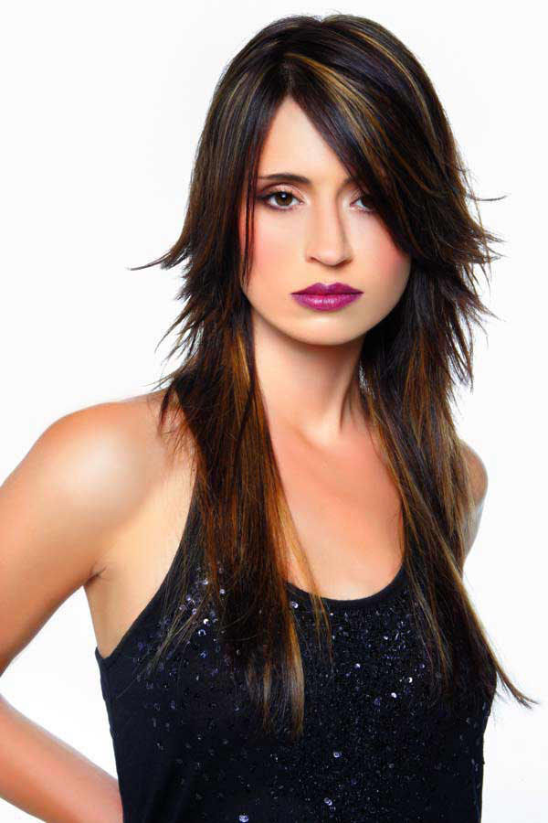 hairstyles with layers and side fringe. long hairstyles with fringe