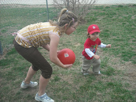 Cousin Hannah trying to get me to play ball.