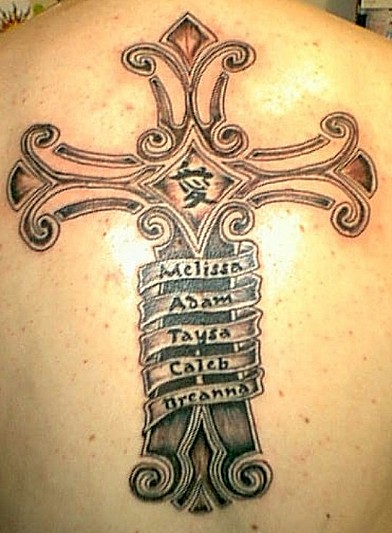 celtic cross tattoo on the back of my neck