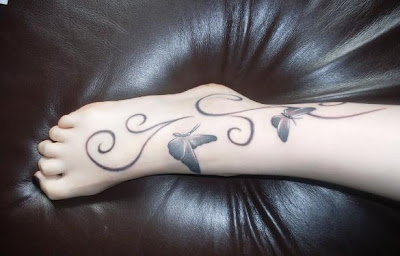 Beautiful Feminine Butterfly Ankle Tattoos