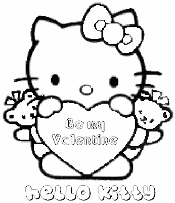 Valentine Day Coloring Page " Hello Kitty". Disney Coloring Pages