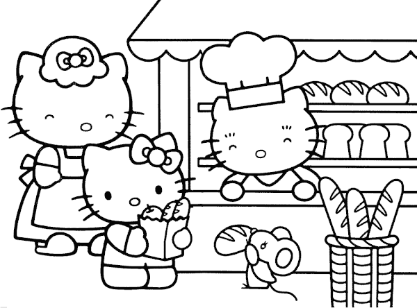 Hello Kitty Bakery Coloring Pages