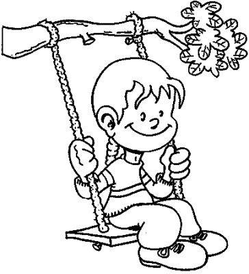 Coloring Pages  Kids on Tree Swing   Kids Coloring Pages    Disney Coloring Pages