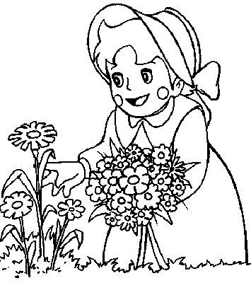 Kids Colorings Pages on Picking Flowers  Kids Coloring Pages