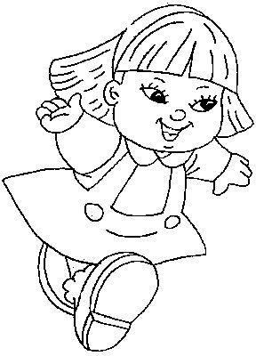 Girls Coloring Pages on Kids Coloring Pages Little Girl Runs Fast