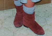 Portrait of Burgundy Suede Boots