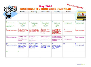 Lyndon Baines Johnson Elementary School : Kindergarten May Homework