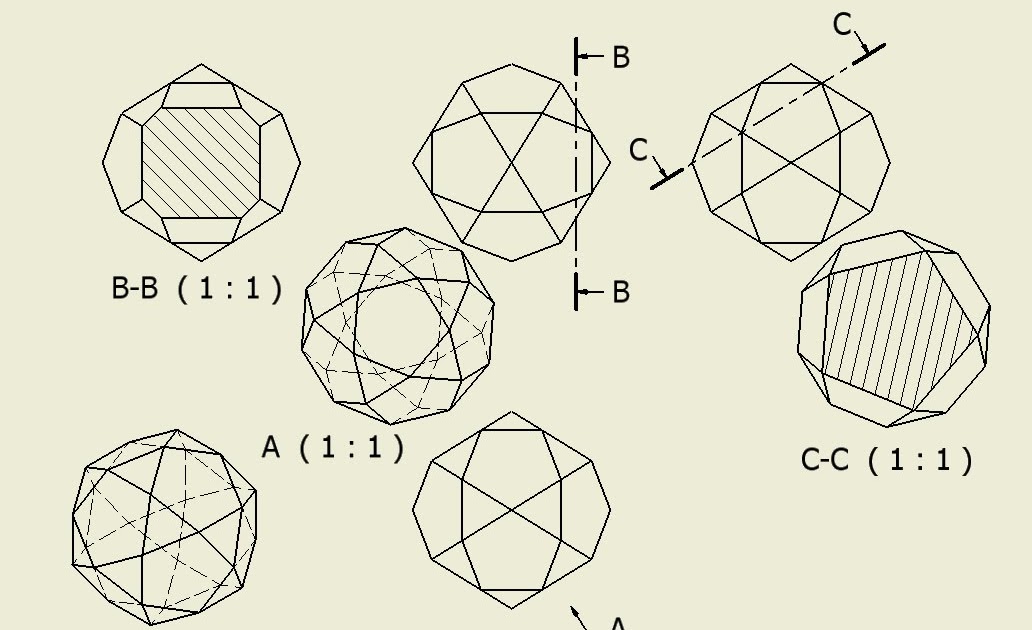 Piezas, vistas y cortes 15 poliedros. Icosidodecaedro