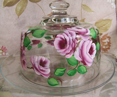 ROSE HAND PAINTED CHEESE DOME