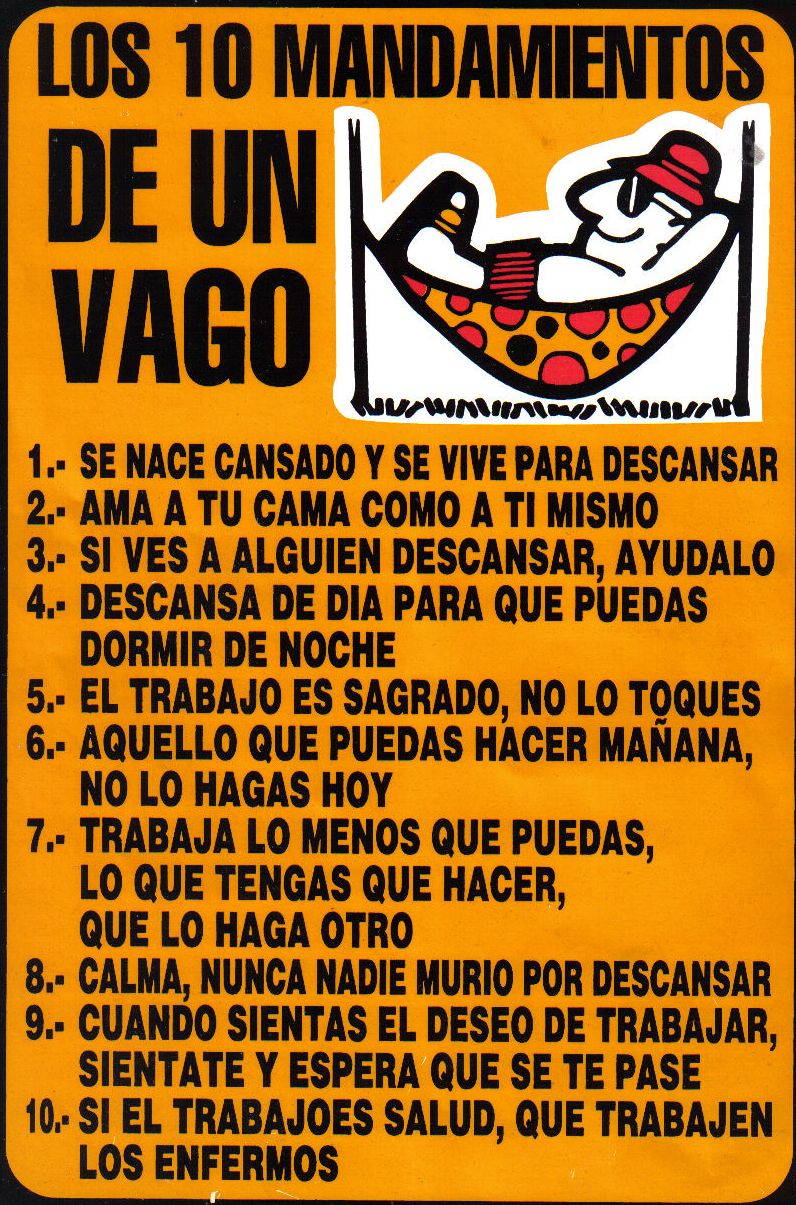 decalogo+del+vago.jpg (796×1205) Los 10 mandamientos de un