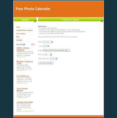 Print Custom Calendar on Free Photo Calendar