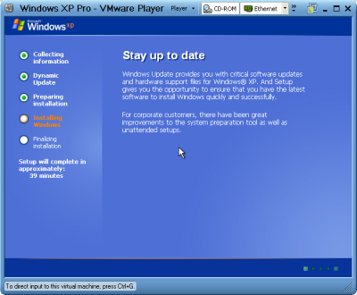 windows xp pro vmware player 1 ইনস্টল করেন উইন্ডোজ এক্সপি ১০ মিনিটের কম সময়ে।