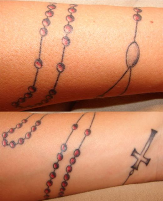 heart beads tattoos rosary