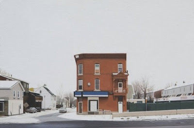 Mike Bayne - From Roadside Exhibit - Red Brick - oil on panel - 4x6 in - 2008@Morgan Lehman Gallery