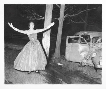 Scott Hunt - Death and the Maiden (Musical Interlude) - charcoal on paper - 36,25x42,75 in - 2007@Robert Goff Gallery