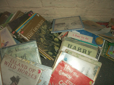 Books found on the demolition site of the North Shore School of Rogers Park