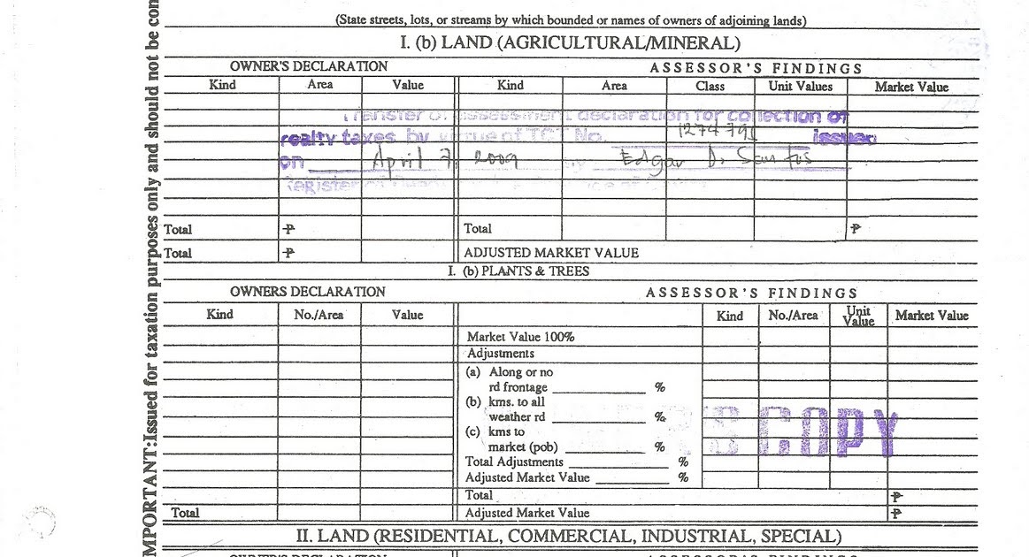 Shela�s etc, etc Tax Declaration Sample Copy Shela�s etc, etc Tax Declaration Sample Copy