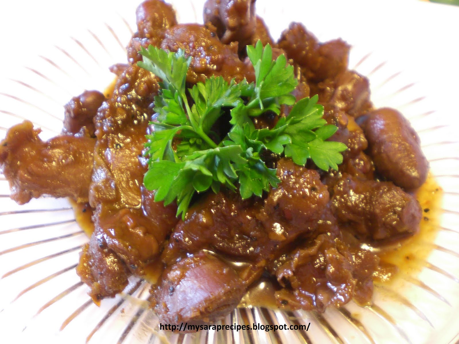 Sarap Recipes Spicy Chicken Gizzard and Heart Adobo