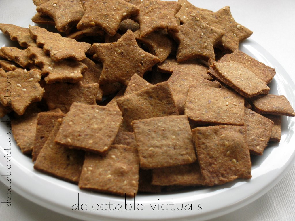 Delectable Victuals Whole Wheat and Sesame Seed Baked Crackers