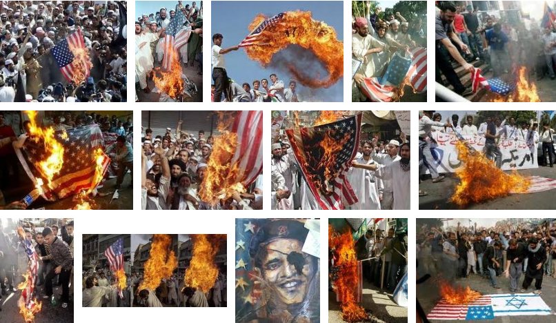 photos de la religion de paix Muslim+flag+burning