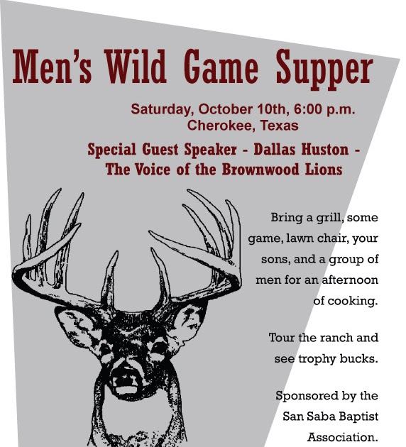 Wild Ed's Texas Outdoors Men's Wild Game Supper Cherokee, Texas