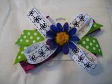 Multi-color bow with purple flower #B7