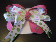 Green/Pink/White Bow #B12