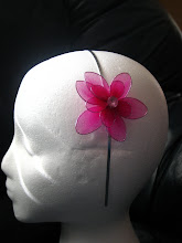 Silver Headband with pink flower #H10