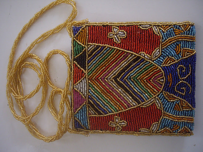 Handcrafted and Sewn, Briliantly Colored Beadwork, Hand Bag