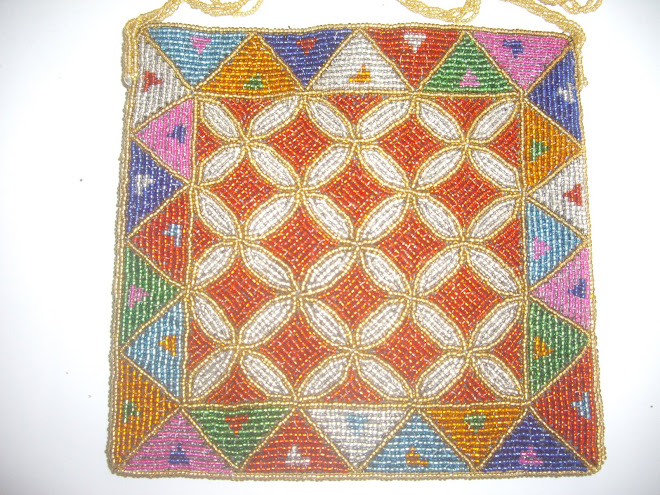 Handcrafted, Brilliantly Colored,  Beaded Hand Bag