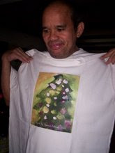 My Christmas tree painting printed on a T-shirt!